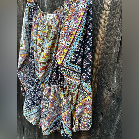 Show Me Your Mumu Paisley Mixed Print Bohemian Long Sleeve Romper - Picture 6 of 10